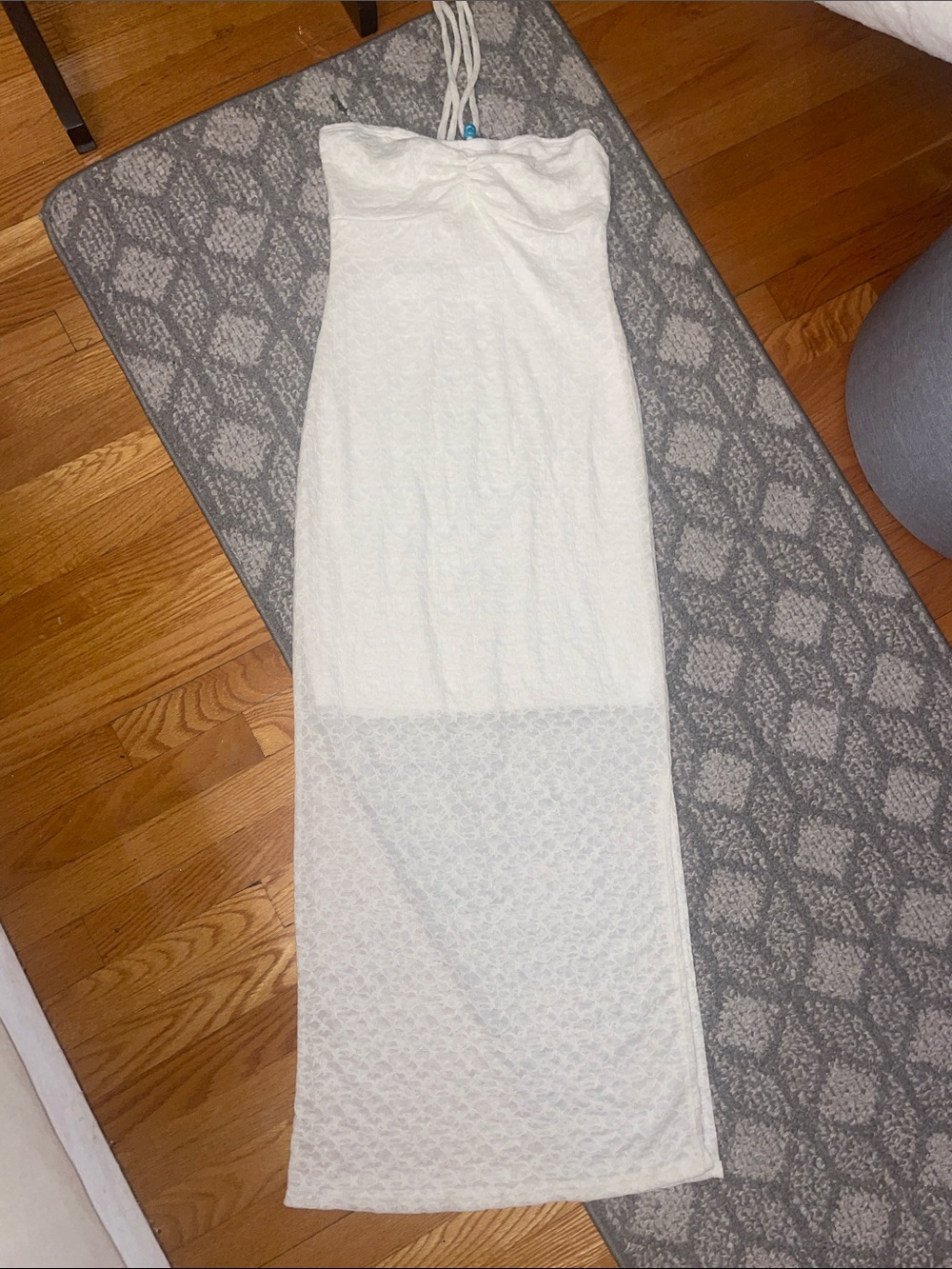 Strapless White Lace Maxi Dress